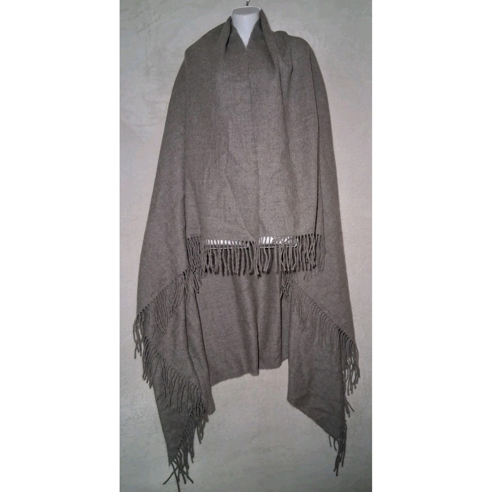 KUNA 100% Baby Alpaca Wool Throw Blanket Scarf Fringed Grey Hand Finished Peru